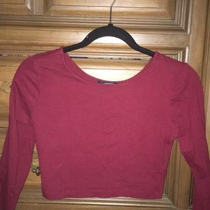 Maroon Crop Long Sleeve Shirt